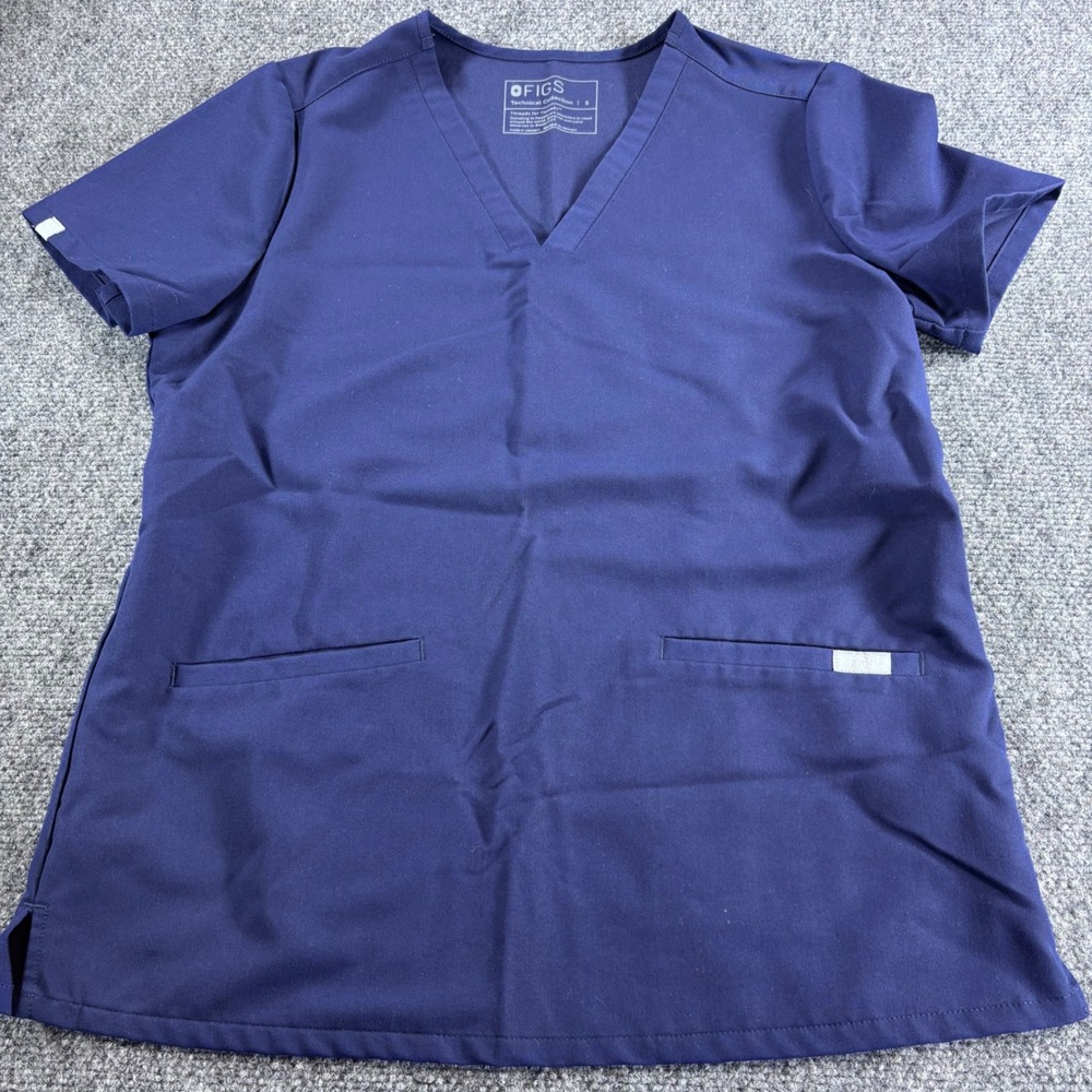 Figs Women's V-Neck Scrub Top in Navy